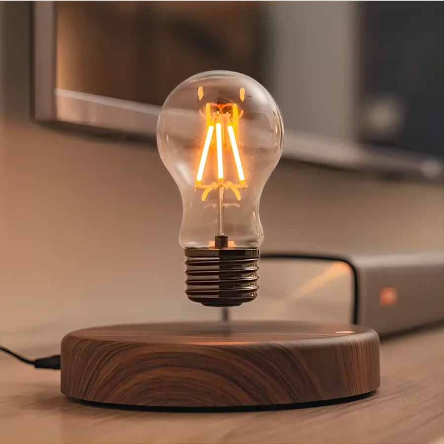 Sana – Magnetic Floating Bulb Table Lamp in Wood Finish